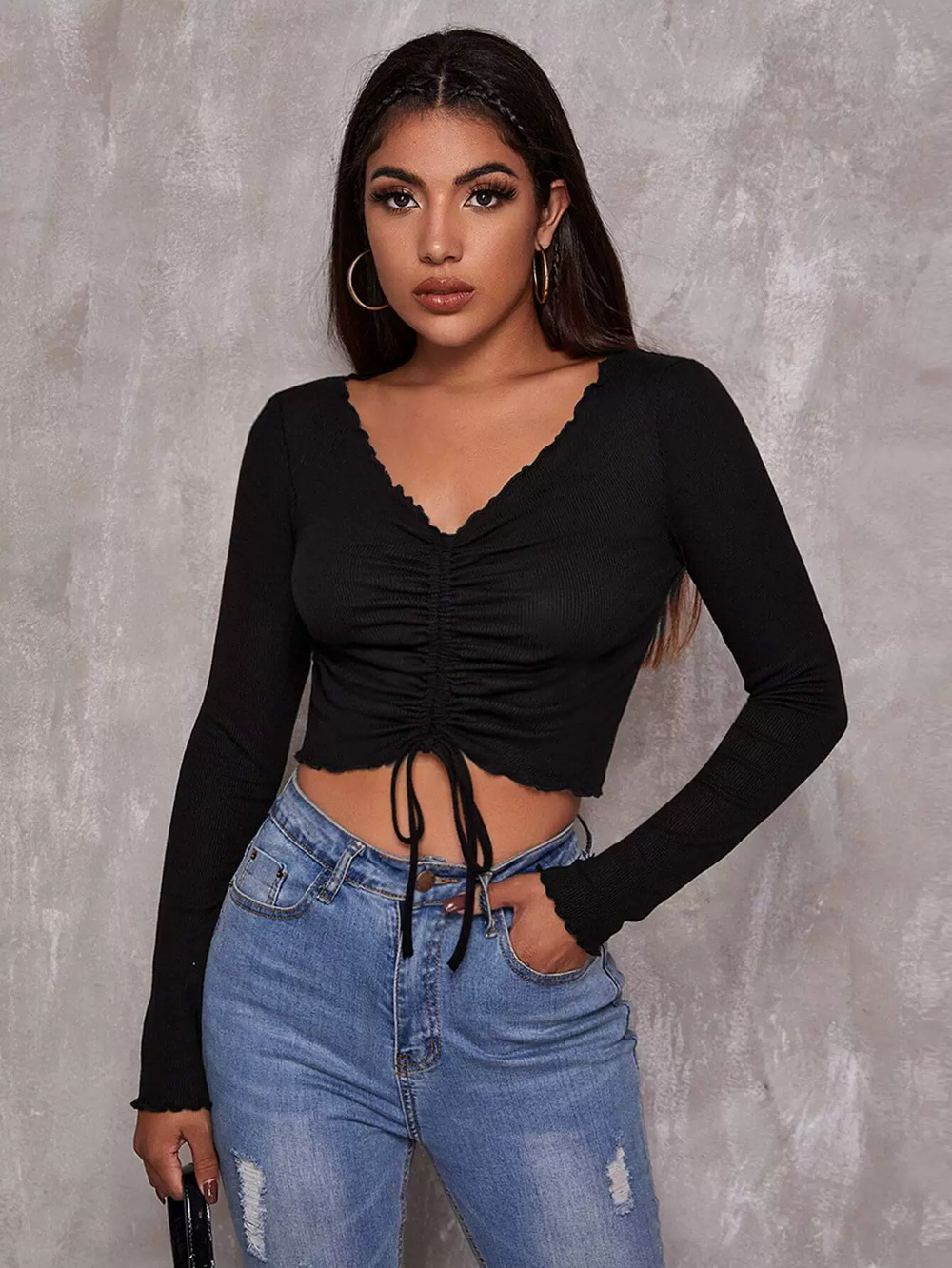 ZARA Long Sleeve Collared Tee Spring Summer Casual Simple Design
